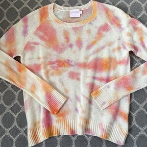 Brodie cashmere Women's Tie-Dye Sweater - Cream and Pink